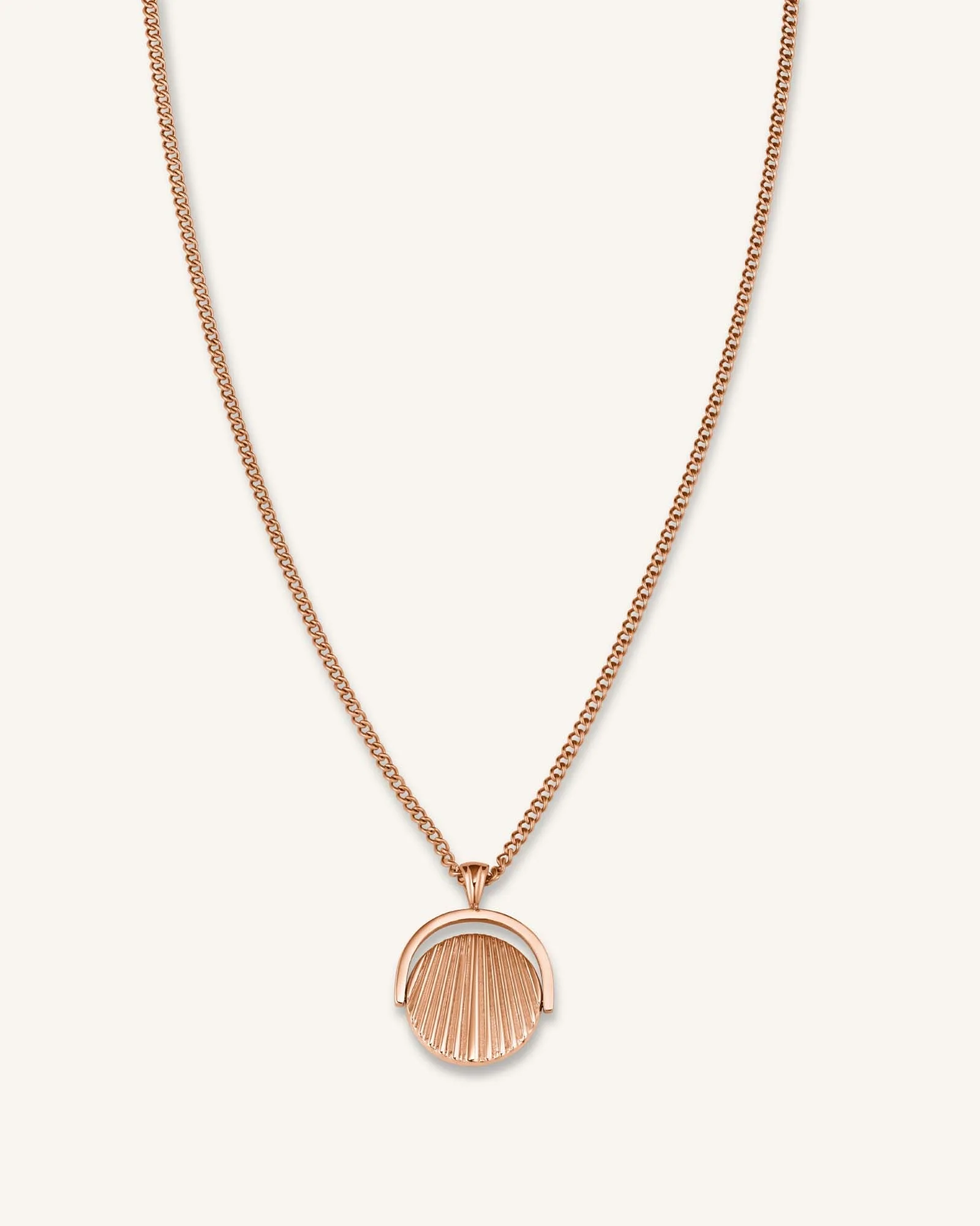 Necklace Twisting Sunray Coin Pendant